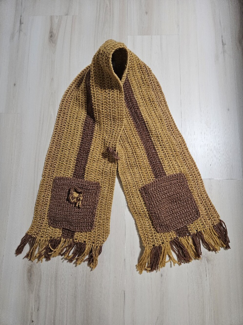 Handmade Crochet Pocket Shawl Hippie Boho Grannycore Fringe Wrap